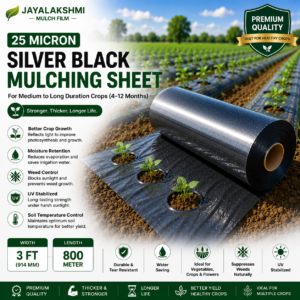 25 Micron Silver Black Mulching Sheet 3FT